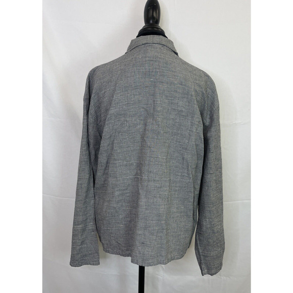 Hot Cotton Women’s Linen Blend Button Up Houndstooth Shirt Size Medium Charity - Picture 3 of 11